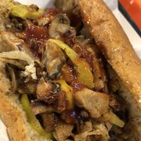 Philly Cheesesteak with peppers, onions, and ketchup. Amazing!!! at ZeeZee's in Roanoke