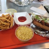 Cajun fried chicken sub, fries, and mac and cheese  at ZeeZee's in Roanoke
