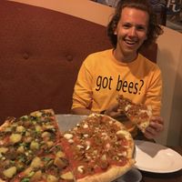 You can order two different vegan options on one pizza!  at Zia Gourmet Pizza in San Diego