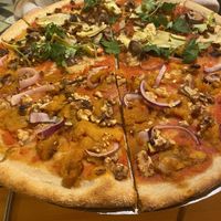 Half soy chorizo, half butternut squash and walnut   at Zia Gourmet Pizza in San Diego