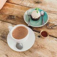 Hot mayan cacao and brownie, it was the perfect tasty combo! at Musa Cookery in 