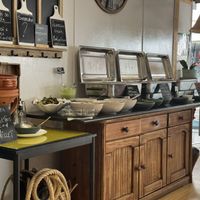 View of the buffet. Non vegan options are clearly signposted  at Vida Leve in Faro