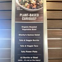 Plant-based menu at Sharky's Woodfired Mexican Grill  in Studio City