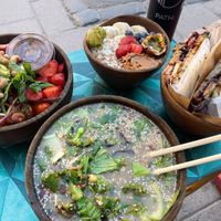 Berry salad, smoothie bowl, PB&J, ramen   at MyVegina in Stockholm