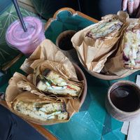 Grilled sandwiches and a smoothie   at MyVegina in Stockholm