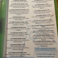 Vegan menu in Spanish   at Manso Pizzeria in Barcelona