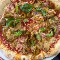 Vegan chicken pizza  at Manso Pizzeria in Barcelona