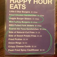 Happy hour veggie options  at 5 Star Burgers in Clayton