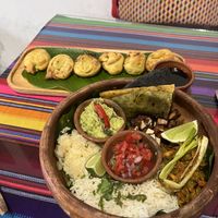 Krautons and taco bowl   at Wachuma in Antigua