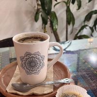 Tahini cup and local nut coffee  at Wachuma in Antigua