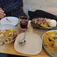 Ceviche, lomo saltado y ají de gallina.🥰 at Los Andenes Vegan in Madrid