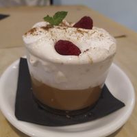 Suspiro a la limeña at Los Andenes Vegan in Madrid