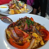 lomitos tacu tacu at Los Andenes Vegan in Madrid