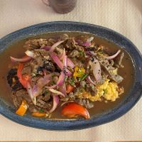 Tacu tacu con lomito al jugo   at Los Andenes Vegan in Madrid