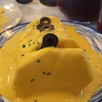 Papa a la huancaína at Los Andenes Vegan in Madrid