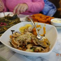 Ceviche and tamal at Los Andenes Vegan in Madrid