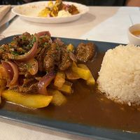 Beef stew with Rice at Los Andenes Vegan in Madrid