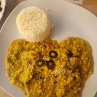 Ají de gallina. Riquísimo y con un toque picoso que hacía todavía más agradable el plato. at Los Andenes Vegan in Madrid