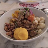 Ceviche de pollo vegano at Los Andenes Vegan in Madrid