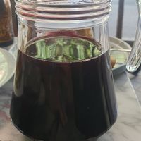 Chicha morada litro at Los Andenes Vegan in Madrid