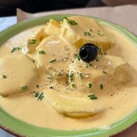 papa a la huancaina at Los Andenes Vegan in Madrid