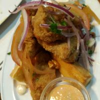 "Gelatina" de pescado con yuca at Los Andenes Vegan in Madrid