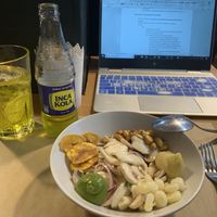 ceviche con inca cola at Los Andenes Vegan in Madrid