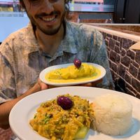We eat 2 at Los Andenes Vegan in Madrid