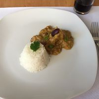 Ají de no-gallina at Los Andenes Vegan in Madrid