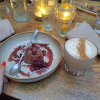 Choco mousse with chai latte at Pura Vida Foodbar  - Midsland in Midsland