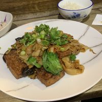 Stir-fry flat dry noodles with tofu, mushroom and greens. at Pho Moi Vietnamese Eatery  in Katoomba