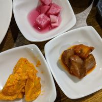 Side dishes that came before the meals at Daehwa Vegetarian in Central Singapore