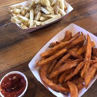 sweet potato and regular fries  at Beaut Burger in Tucson