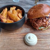 Pulled pork burger at SOIL Vegan Cafe - West in Amsterdam