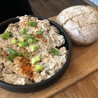 aubergine dip  at SOIL Vegan Cafe - West in Amsterdam