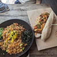 Kimchi fried rice, bulgogi sandwich at SOIL Vegan Cafe - West in Amsterdam