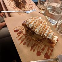 Snickers and apple pie with whipped cream at SOIL Vegan Cafe - West in Amsterdam
