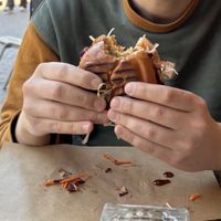 Fried chicken burger  at SOIL Vegan Cafe - West in Amsterdam