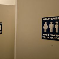 Toilet signs at SOIL Vegan Cafe - West in Amsterdam
