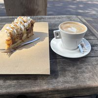Apple pie & Cappuccino with almond milk   at SOIL Vegan Cafe - West in Amsterdam