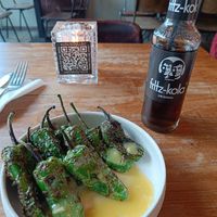 Pimientos del padrón and Fitz cola at SOIL Vegan Cafe - West in Amsterdam