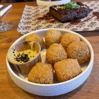 Mushroom bitterballen  at SOIL Vegan Cafe - West in Amsterdam