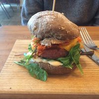 Beyond meat burger  at SOIL Vegan Cafe - West in Amsterdam