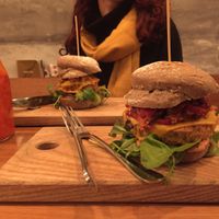 Kimchi Burger and Pulled barbecue burger at SOIL Vegan Cafe - West in Amsterdam