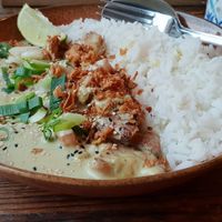 "Chicken" curry at SOIL Vegan Cafe - West in Amsterdam