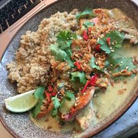 Green curry with quinoa  at SOIL Vegan Cafe - West in Amsterdam