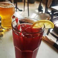 Hibiscus limonada at Aux Vivres - Westmount in Montreal