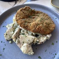 Schnitzel and potato saladd  at Mina Maria in Newtown