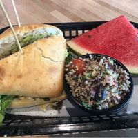 Garden Sammie, watermelon, and Greek salad😍 at Local Foods - The Heights in Houston