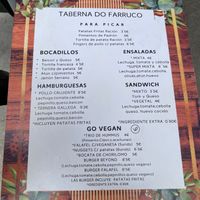 Menu at Taberna do Farruco in A Coruna